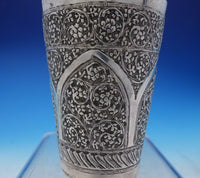 Middle Eastern Silver Cup with Scrollwork Repoussed Design 3 1/2" Tall (#3873)