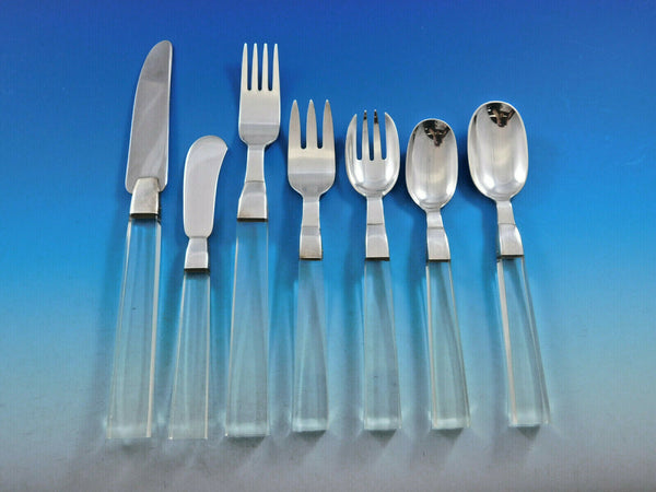 Porter Blanchard Sterling Silver & Lucite Flatware Set Service 60 Pieces Modern