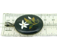 14k White Gold Genuine Natural Pietra Dura White Lily Flower Pendant (#J1024)