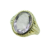 Deco 14k Yellow Gold Genuine Natural Amethyst Cameo Men's Ring (#J4720)