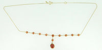 14k Yellow Gold 11 Genuine Natural Garnet Drop Necklace 7 Carats (#J4194)