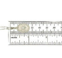 14k White Gold Genuine Natural Rock Crystal Quartz and Diamond Necklace (#J5366)