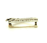 14k White Gold Filigree Circle Ribbon Genuine Natural Diamond Pin (#J5293)