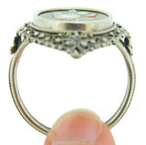 Sterling Pietra Dura Filigree Flower Ring Jewelry (#J4247)