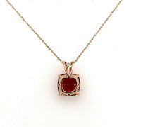 14k Rose Gold 3.83 Carat Cushion Genuine Natural Garnet Pendant (#J5578)
