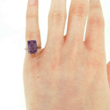 Deco 18K White Gold Genuine Natural Amethyst Cameo Ring (#J2656)