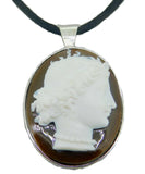 14k Gold Large Genuine Natural Agate Hard Stone Cameo Pendant (#J4136)