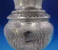 JB Jones Coin Silver Water Pitcher Chased Acanthus Leaves 10 1/4" Tall (#4007)