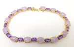 14k Yellow Gold Amethyst and Lavender Jade Bracelet (#J3827)
