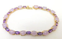 14k Yellow Gold Amethyst and Lavender Jade Bracelet (#J3827)