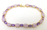 14k Yellow Gold Amethyst and Lavender Jade Bracelet (#J3827)