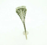 Art Deco 18k White Gold Filigree Ring with .05ct Genuine Natural Diamond (#J958)