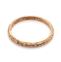 10k Yellow Gold Baby Infant Ring with Floral Pattern and Beaded Edges (#J6190)