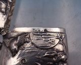 Sterling Silver Match Safe with Owl Birds and Moon Vesta Case Vintage (#7331)