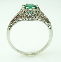 18K Gold .48ct Genuine Natural Emerald Filigree Ring (#J901)