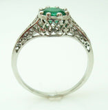 18K Gold .48ct Genuine Natural Emerald Filigree Ring (#J901)