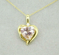 14k Yellow Gold Heart 2.39ct Genuine Natural Morganite Pendant (#J768)