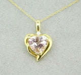 14k Yellow Gold Heart 2.39ct Genuine Natural Morganite Pendant (#J768)