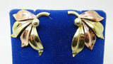 Retro 10k Multi-Gold Leaf Earrings with 14k Gold Post (#J3751)
