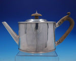 Georgian English Silver Tea Pot with Wood Handle and Beaded Border (#4247)