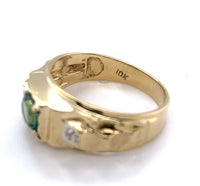 10k Yellow Gold Men's Green Genuine Natural Tourmaline Ring Jewelry (#J5646)