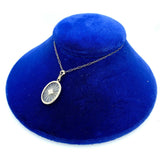 14k White Gold Genuine Natural Rock Crystal Quartz and Diamond Necklace (#J5366)
