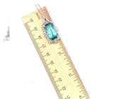 18k Gold 9.60 Carat Teal Genuine Natural Tourmaline Diamond Necklace (#J5196)