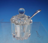 HA English Victorian Cut Crystal Salt Cellar Sterling Silver Salt Spoon (#5547)