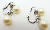 14k Gold Pearl Earrings with .26ct Diamonds (#J3439)