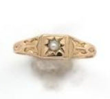 10k Yellow Gold Baby or Child's Ring with Seed Pearl Size 2.25 Jewelry (#J6468)