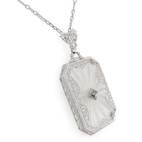 14k Gold Filigree Genuine Natural Rock Crystal Diamond Pendant w/ Chain (#J6500)