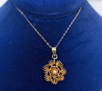 14k Yellow Gold Victorian Genuine Natural Diamond Lavaliere Pendant (#J5544)