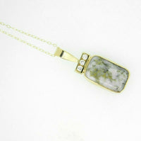 14k Gold 6.5ct Genuine Natural Gold Vein Quartz and Diamond Pendant (#J5090)