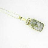 14k Gold 6.5ct Genuine Natural Gold Vein Quartz and Diamond Pendant (#J5090)