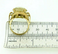 14k Yellow Gold Retro Large Genuine Natural Smoky Quartz Ring (#J4529)