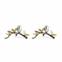 Michael Aram Butterfly Ginkgo Hand Textured Nickelplate Candleholders - 175753