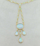 14k Yellow Gold Genuine Natural Opal Cabochon Necklace 12 Carats (#J4198)
