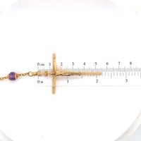 14k Yellow Gold Creed Rosary with Genuine Natural Amethyst Beads (#J5961)
