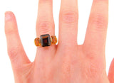 14k Gold Modern Genuine Natural Smoky Quartz Ring With Citrines (#J3941)