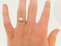 10k Gold .69ct Round Genuine Natural Opal Ring Applied Green Gold (#J4120)