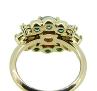 14k Rose Gold Genuine Natural Opal Emerald and Diamond Ring (#J4775)