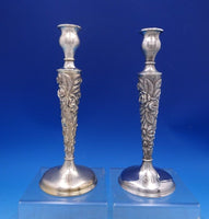 Rose by Stieff Sterling Silver Candlestick Pair #159 10" x 3 1/2" (#6971)