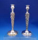 Rose by Stieff Sterling Silver Candlestick Pair #159 10" x 3 1/2" (#6971)