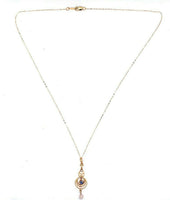 10k Yellow Gold Victorian Sapphire and Pearl Lavaliere Pendant (#J5543)
