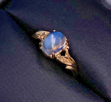 10k Yellow Gold Genuine Natural Moonstone Ring with Leaf Design (#J5607)