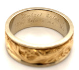 14k White Gold Band with Yellow Gold Floral Accent Wedding Jewelry (#J5874)