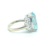 18k White Gold Large 9.45 Carat Genuine Natural Aquamarine Ring (#J5228)