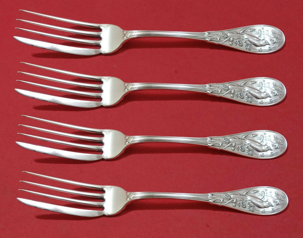 Japanese by Tiffany and Co Sterling Silver Fish Fork Set 4pc AS Custom Made 7"