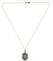 14k Yellow Gold 5.14ct Genuine Natural Opal Filigree Pendant w/ Flowers (#J5720)