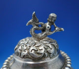 Dutch Sterling Silver Tea Pot w/Cast Mermaid Finial Flowers Putti Dragon (#6464)